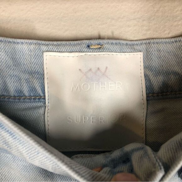 Mother Superior High Waisted Hiker Hover Jeans I Do Declare Light Wash Size 28 - Picture 4 of 10